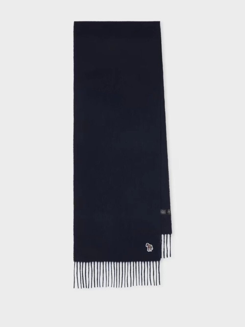 Paul Smith Lambswool Zebra Scarf, Navy Blue, New With Tags